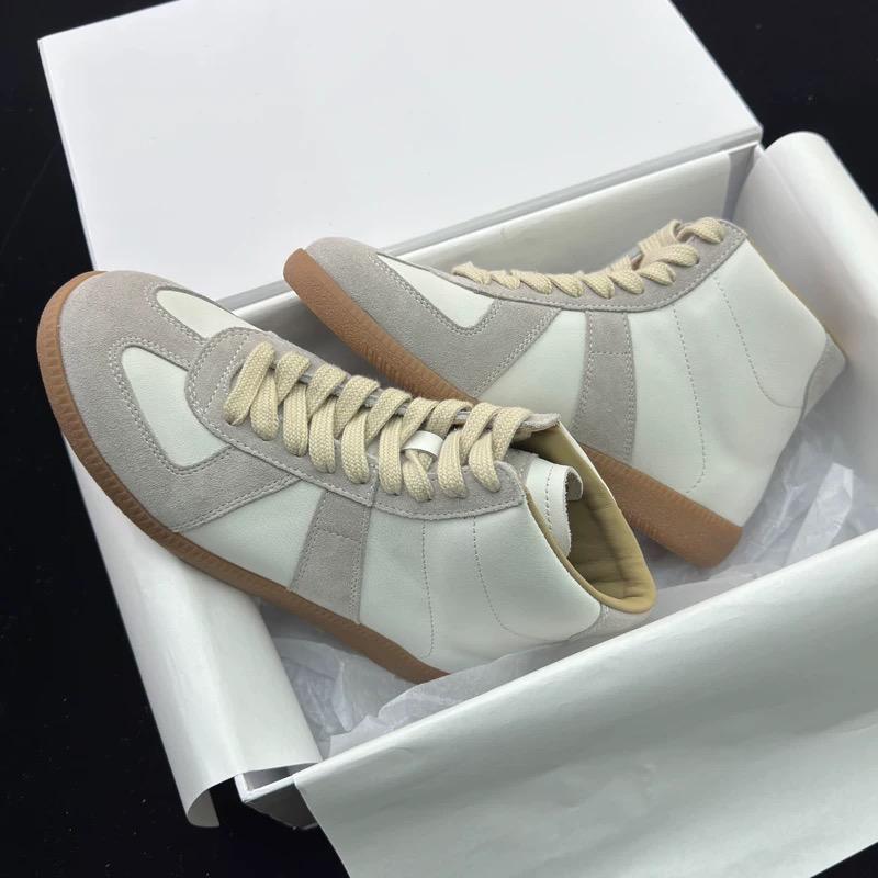 Genuine Leather Flat Bottom High Top Shoes Unisex Outdoor Walking Fashion German Training Shoes Designer Casual Footwear