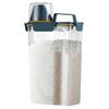 3L Rice Container with Measuring Cup Clear Airtight Lid Large Capacity Portable Handle Flour Bean Cereal Grain Food Storage Box Holder Bin Kitchen