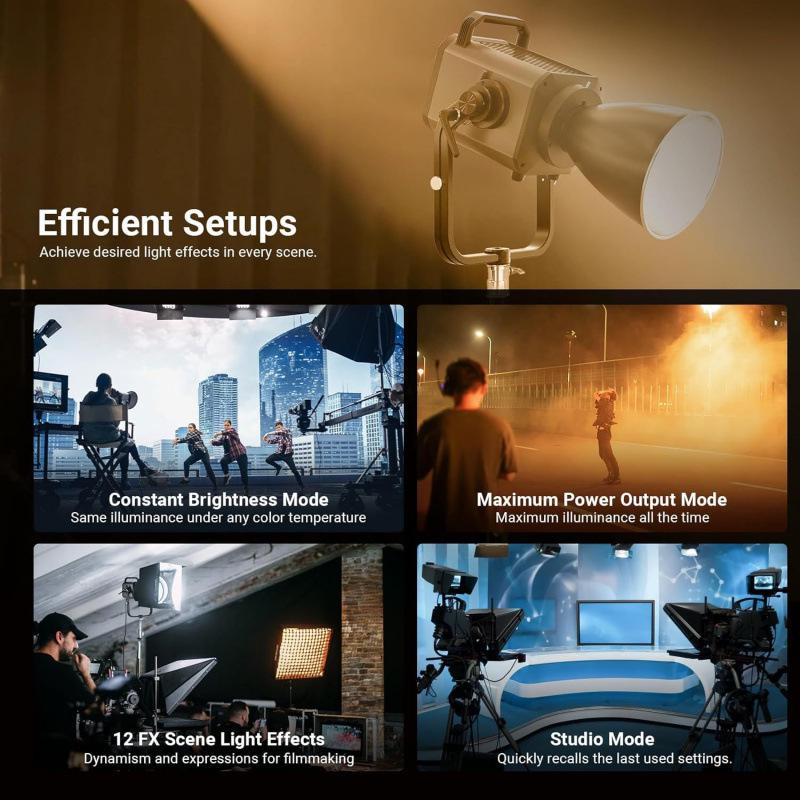 1200W Bi-Color COB LED Video Light AS1200B, UK Plug, Continuous Studio Lighting
