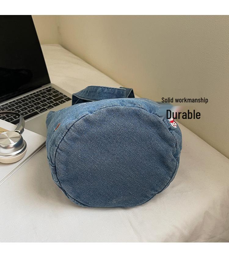 Women's Versatile Denim Tote: Large Capacity Shoulder Bucket Bag
