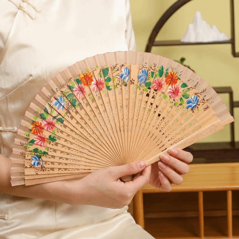 Antique Spanish Wooden Fan Traditional Handheld Fan Chinese Style Fan Stage Performance