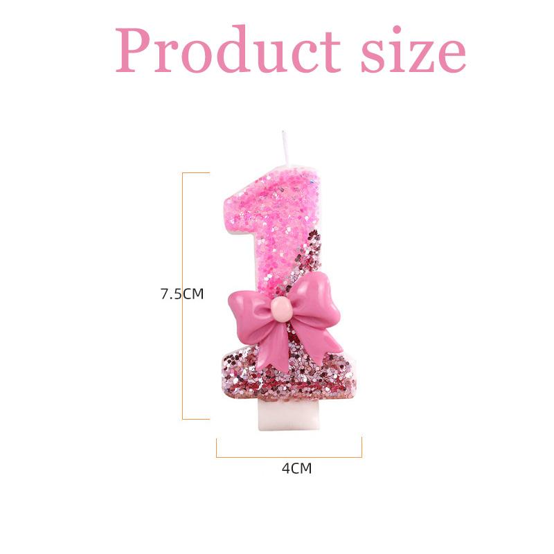 0-9 Birthday Decorations, Including Pink Bow Digital Candles for 0-9 Birthday Cakes, Exquisite Decorations At the Top of the Cak