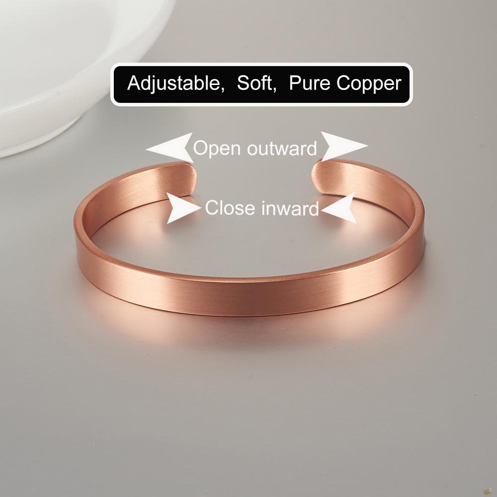 Bracciali in Rame Puro per Donne Uomini Unisex Larghezza 8mm Bracciali a Polsino Regolabili Gioielli Femminili Regolabili Rame Solido Morbido