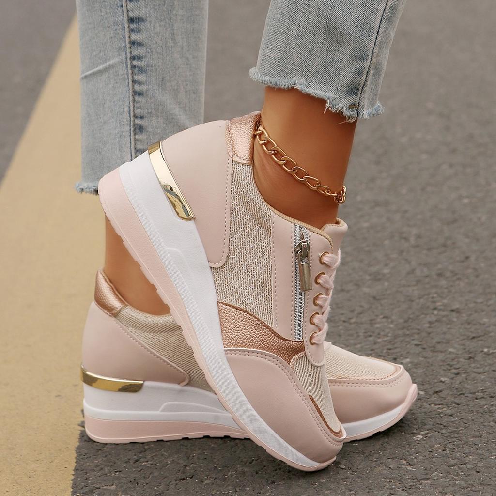 Fashion Women's Sneakers Summer 2025 Wedge Shoes Tennis Female Platform Woman-shoes New Heels Casual Trainers Thick Sole Roses Large