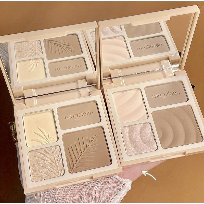 4 Colors Long-Lasting Matte Highlighter Bronzers Palette Face Shading Grooming Powder Makeup 3D Face Contouring Bronzer Cosmetic