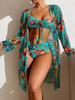 Summer Sexy Lace Swimsuit Sexy Three-piece Suit With Breast Pads Without Steel Support Mesh Skirt