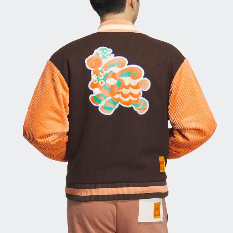 Adidas Originals X Melting Sadness Trefoil Chinese New Year Edition Cartoon Rabbit Applique Single-Breasted Baseball Jacket Unisex Outerwear HY7247