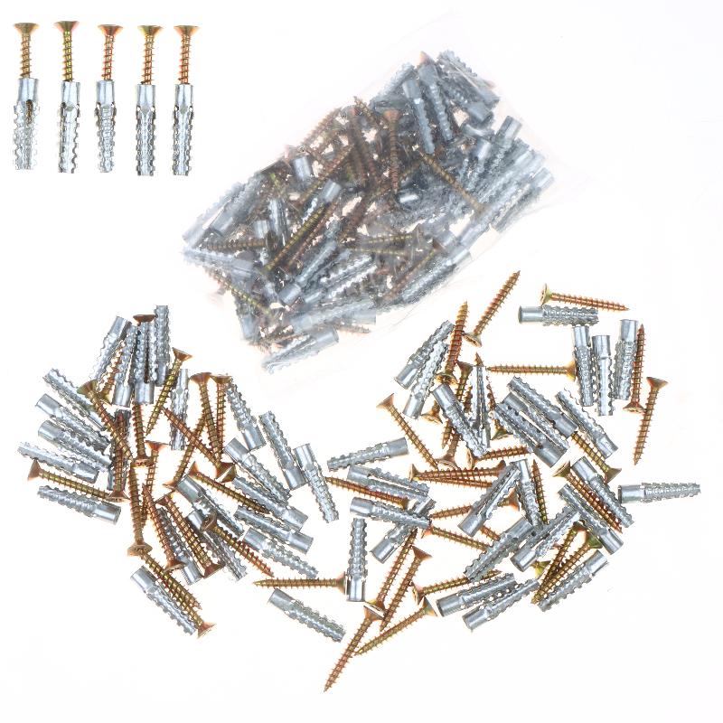 100Set 6/8Mm Wall Anchors And Screws Set Metal Expansion Plug And Self Tapping Screws Kit For Concrete Drywall Mounting