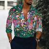 Chemise pour homme à col Base violette Imprimé floral mélangé coloré Manches longues Boutonnée Haut