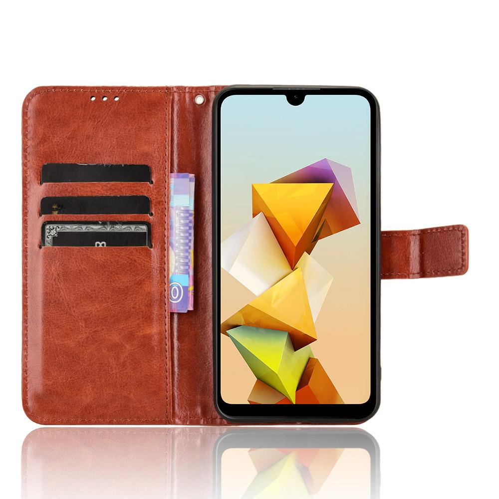 

For ZTE Blade A33S Case Magnetic Clasp Leather Phone Wallet Cover Brown