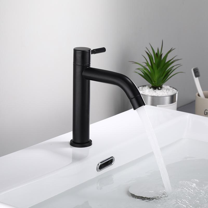 Single Cold Water 304 Stainless Steel Black Bathroom Vanity Top with Undermount Basin and Faucet