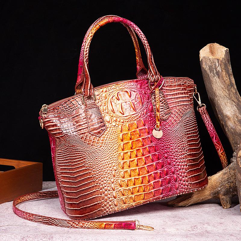 Portable Crossbody Retro Women's Bag Multicolor Crocodile Brahman