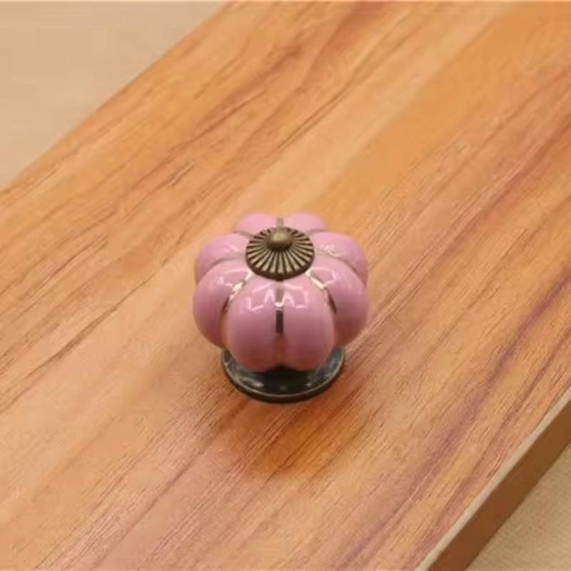 Vintage Furniture Handle Door Knobs Furniture Drawer Cupboard Kitchen Pull Handle Pumpkin Ceramic Cabinet Handles Retro Hardware