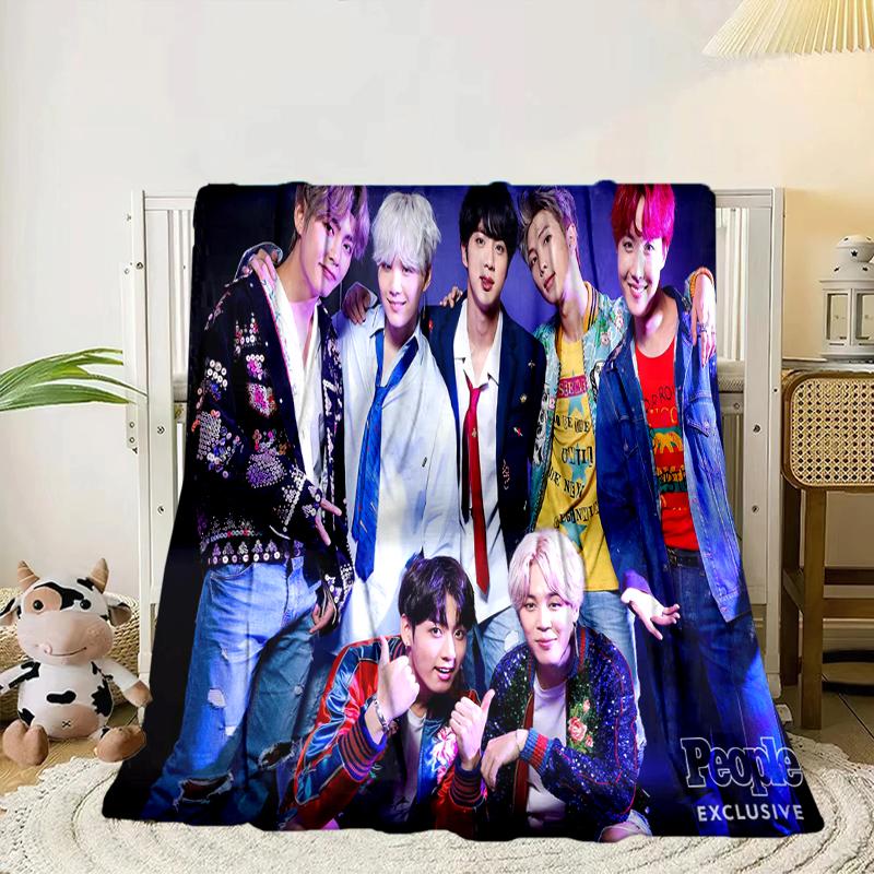 Colorful kpop Artwork Blanket Flannel Blanket for bed, sofa, Camping, Hiking, Picnic Essentials, gift for family Fan gifts