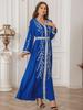 ZD074 Slim European & American Muslim Embroidered Long Sleeve Dress