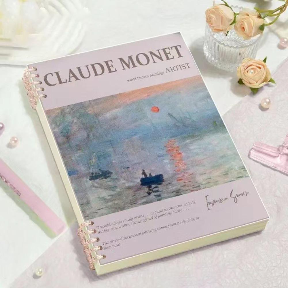 Detachable Core Binder Ring Notepad Monet Oil Paint Spiral Bound Notebook Office School