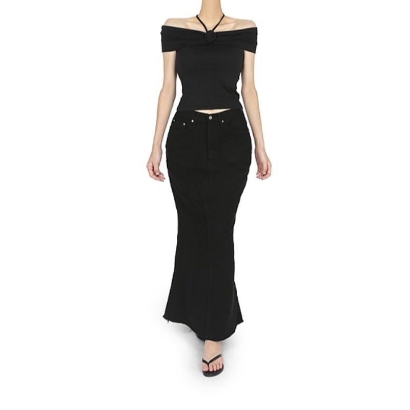 South korea Dongdaemun Autumn Fashion Commuter New White High Waist Slim fit Fishtail Split Skirt Solid Long dress