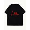Oversized T Shirt Dress Black Love Heart Print Graphic For Casual Wear And Daily Outfits