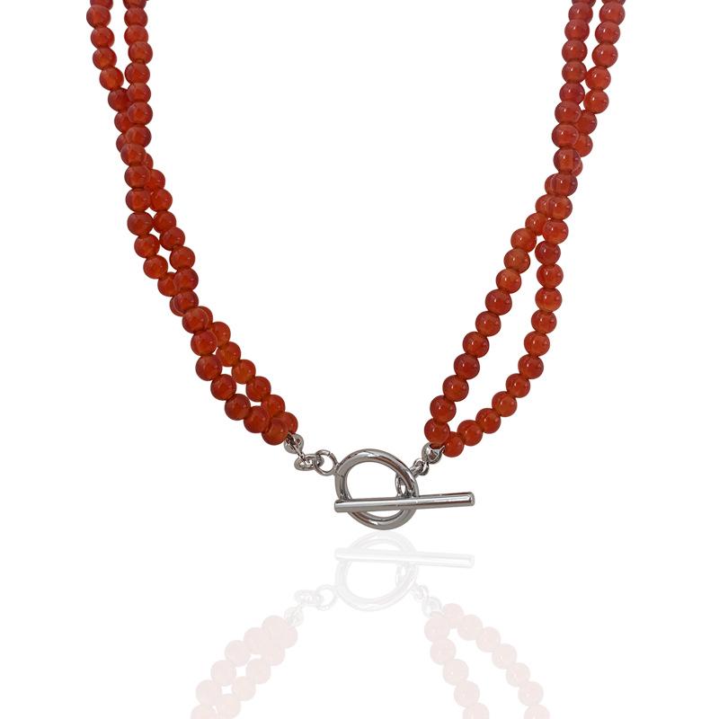 

Натуральный красный агат двухслойное ожерелье-чокер с застежкой OT - Модная ключичная цепочка