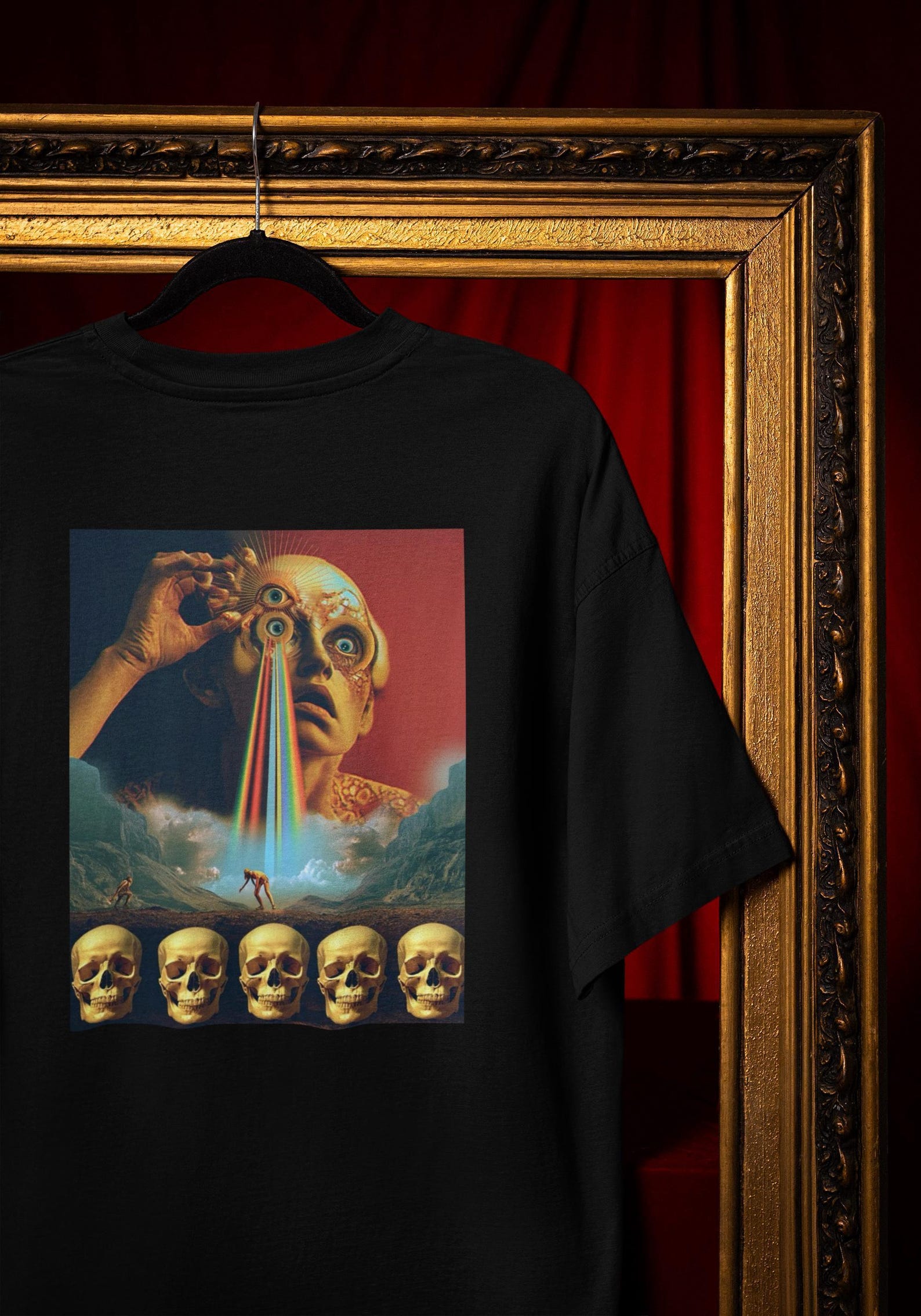 Psychedelic Skull T-Shirt, Laser Eye, Trippy Horror Art (Unisex S-4XL) Comfort Colors® 4XL