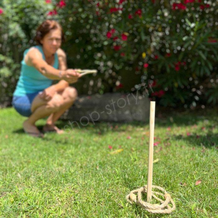 Wurf- und Geschicklichkeitsspiel - SHOP-STORY - RINGWERFEN - Ökologisch - Langlebig - 4 Juteseile