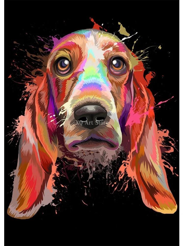 Abstract Watercolor French Bulldog Pug Posters Prints Canvas Painting Coloful Animal Dog Wall Art Picture Living Room Cuadros