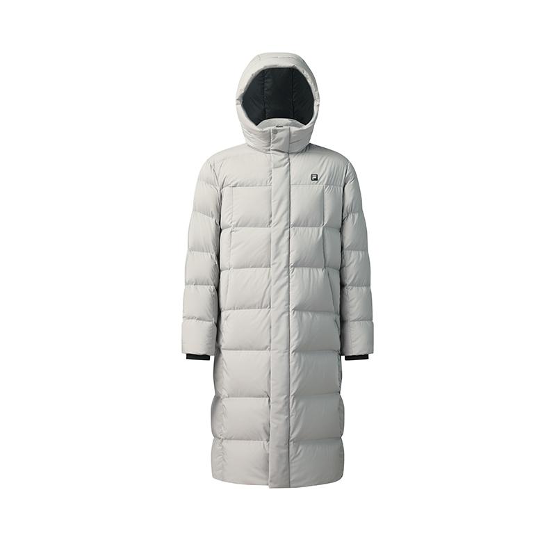 FILA Fitness Minimalist Fashion Casual Versatile Comfortable Warm Waterproof Loose Long Hooded Goose Down Jacket Unisex outerwear A51U541902FBG