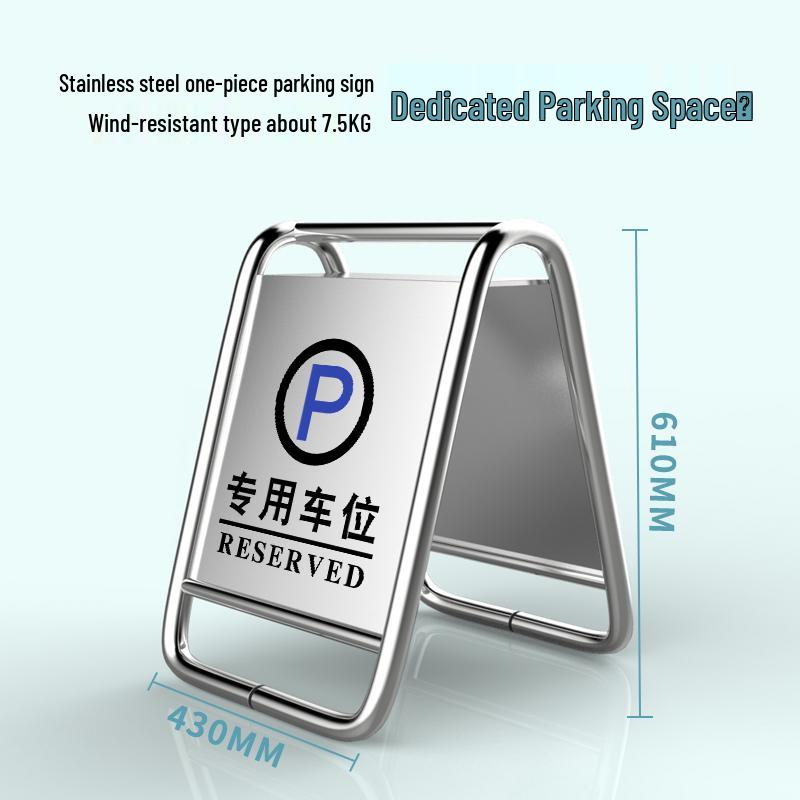 Stainless Steel No Parking, Caution Slippery, A-Frame Folding Sign