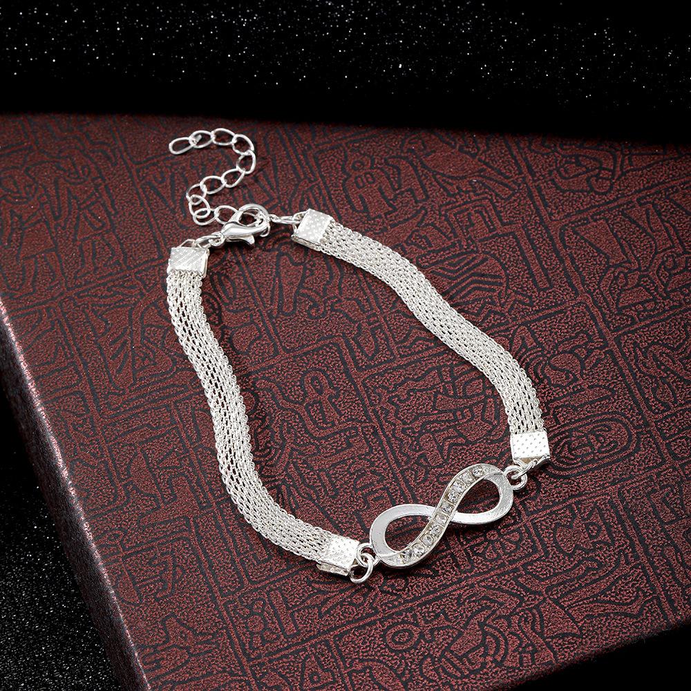 Infinite 8-character Bracelet Heart-shaped Opening Bracelet Diamond-studded Infinity Symbol Alloy 3-piece Set For Women