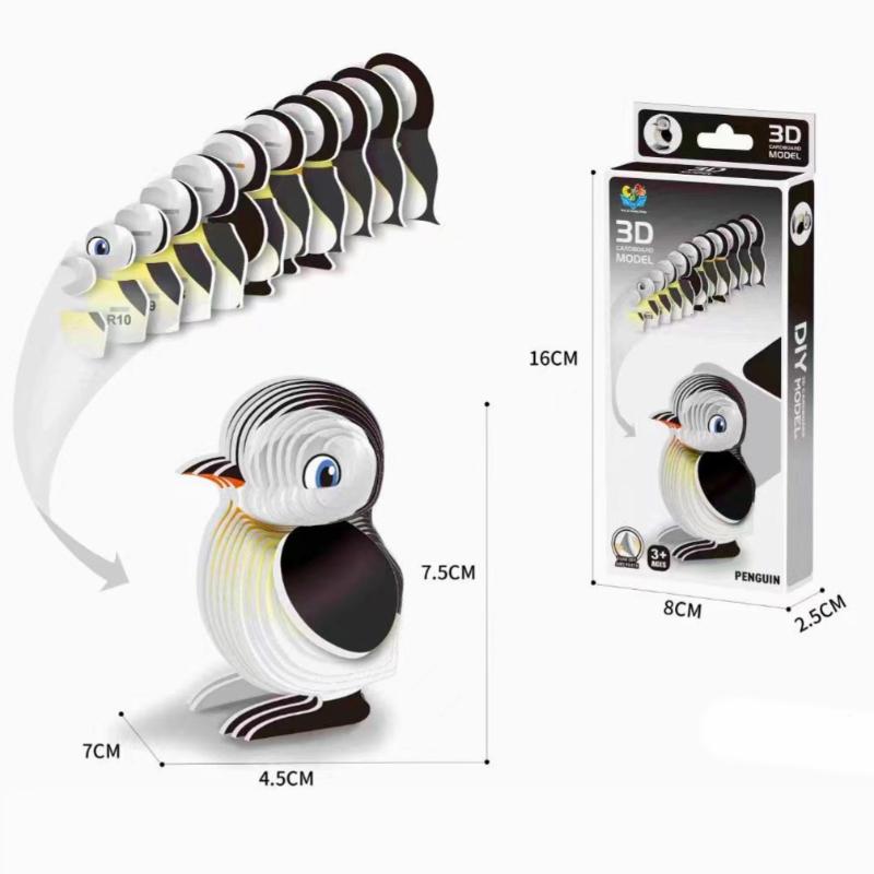 1 Set Kids Educational Montessori Toys Funny Diy Manual Assembly Three-Dimensional Model Animal 3D Paper Puzzle Toy For Boy Girl