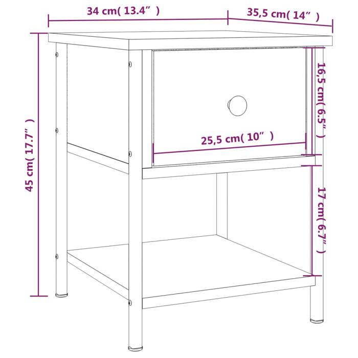 VidaXL Bedside Table Black 34x35.5x45 Cm Engineered Wood 825853