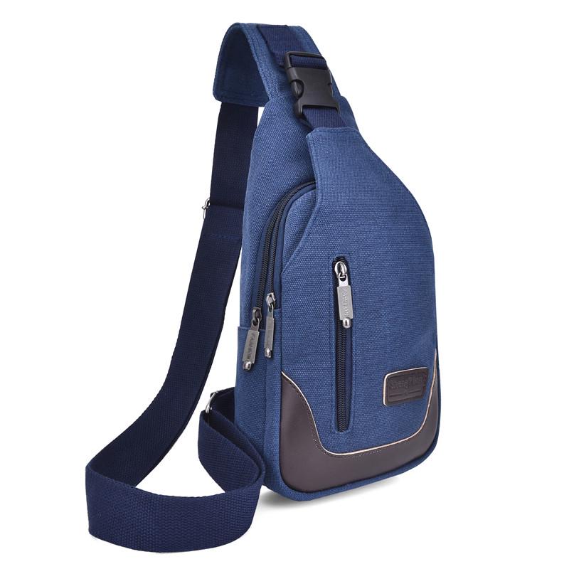 Men's Korean-Style Canvas Crossbody Chest Bag - Trendy Casual Small Shoulder Backpack