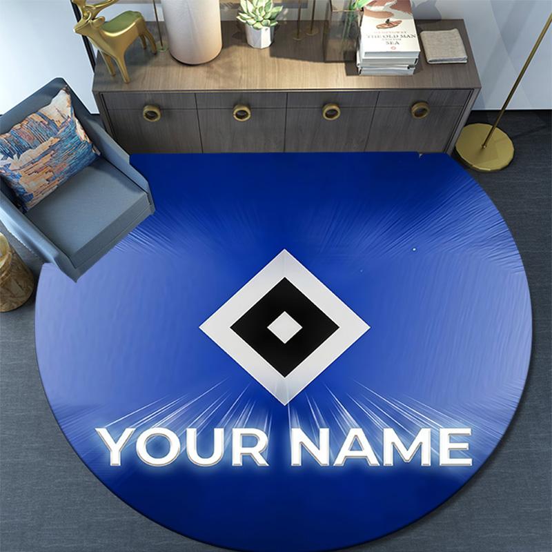 Custom Name HSV Round Area Rug,Carpet Rug for Living Room Bedroom Sofa Playroom Decor,Non-slip Floor Mat