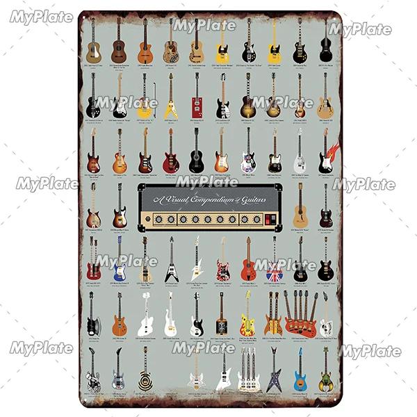 Hudba Gitar Vintage Plechová cedule Plechová cedule Rock Plaketa Domov Nástěnná dekorace Barová cedule Domácí Dekor Země Plakát Drop Shipping
