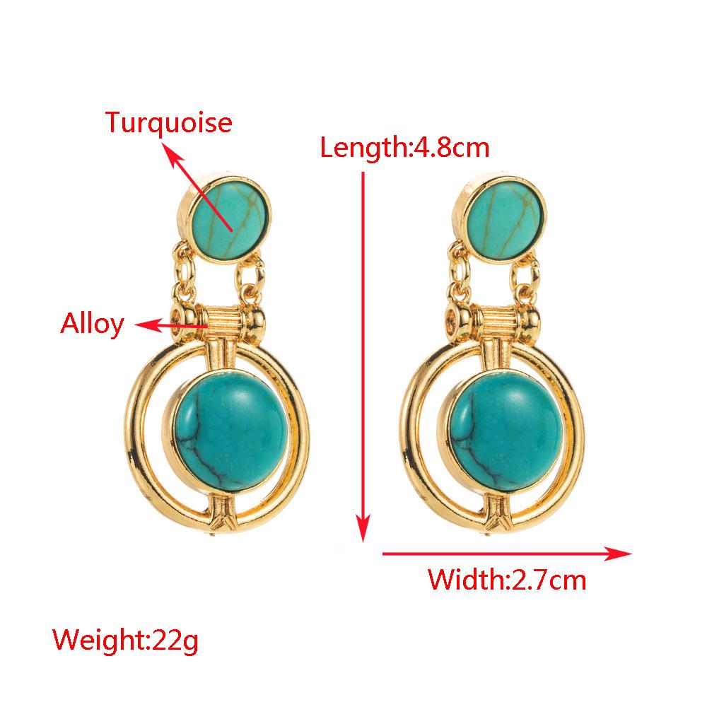 Turquoise Enamel Drip Alloy Earrings with S925 Silver Needle - Elegant Socialite Banquet Studs