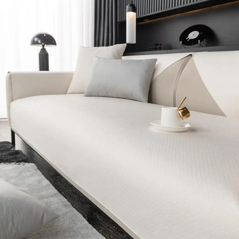 Simple Imitation Cowhide Sofa Mat Solid Color Waterproof  Anti Cat Scratch Pet Cushion Hot Four Seasons Universal Couch Cover