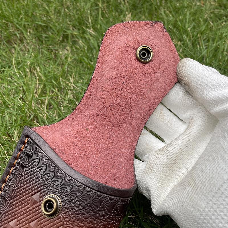 Foling Knife Holder Embossed Cowhide Scabbard Pocket  Knife Cover Second Layer Leather Case Camping Knife Holsters Belt Buckle