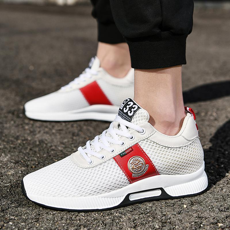

Spring Summer Men s Mesh Elevator Sneakers 6cm Hidden Heel Height Increase Comfortable Breathable Anti-Slip Casual Shoes Man 37