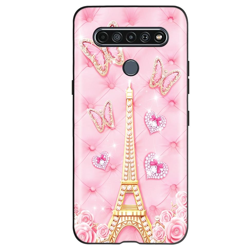 Black TPU Cover For LG K61 2020 CaseCute Cat Pattern Coque For LG K61K 61 LGK61 Luxury Matte Shockproof Protection Etui Bumper