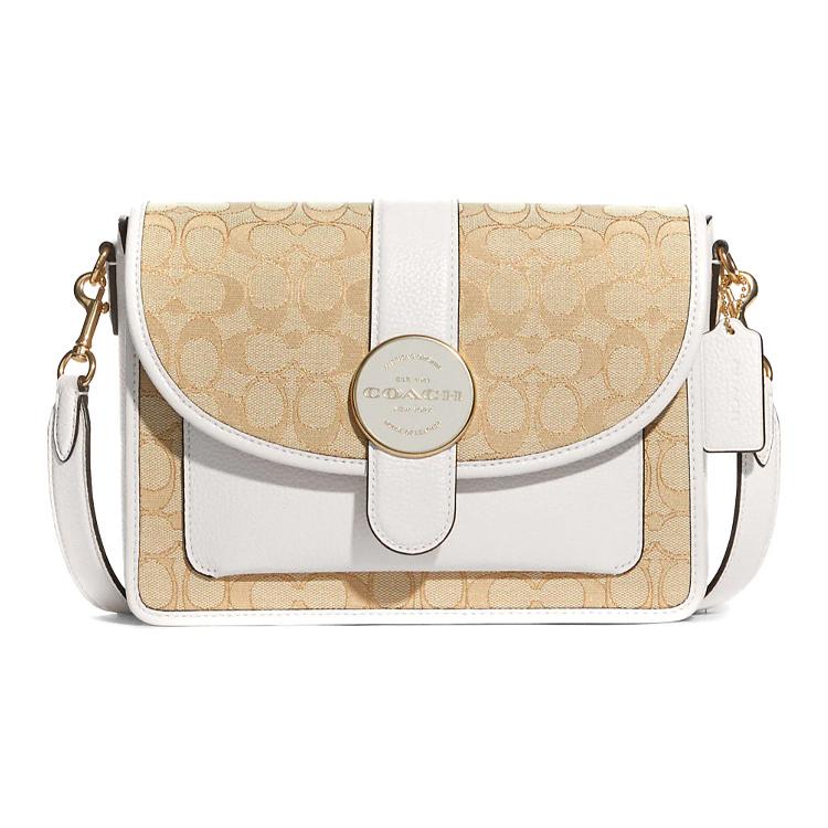 New COACH Lonnie Fabric With Leather Chambray Light Color Chambray Shoulder Bag, Crossbody Bag Medium Size Women's C8307-IMDQC