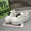 Thick-soled heightening little white shoes women's 2025 spring new fashion niche design bread shoes breathable casual sports board shoes