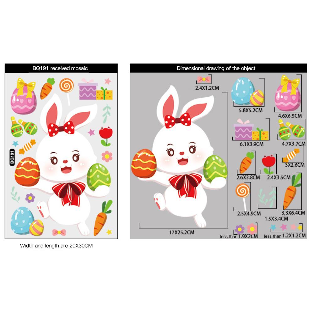 Happy Easter Window Stickers Rabbit Easter Eggs Carrot Glass Sticker Easter Party Wall Sticker Easter Decorations For Home