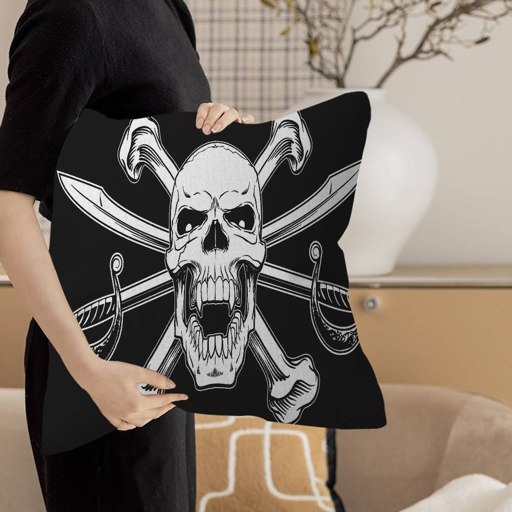 Pirate Ship Rune Skull Personalized picture text home decorative pillows Household Gifts 45x45cm 12x12Inch