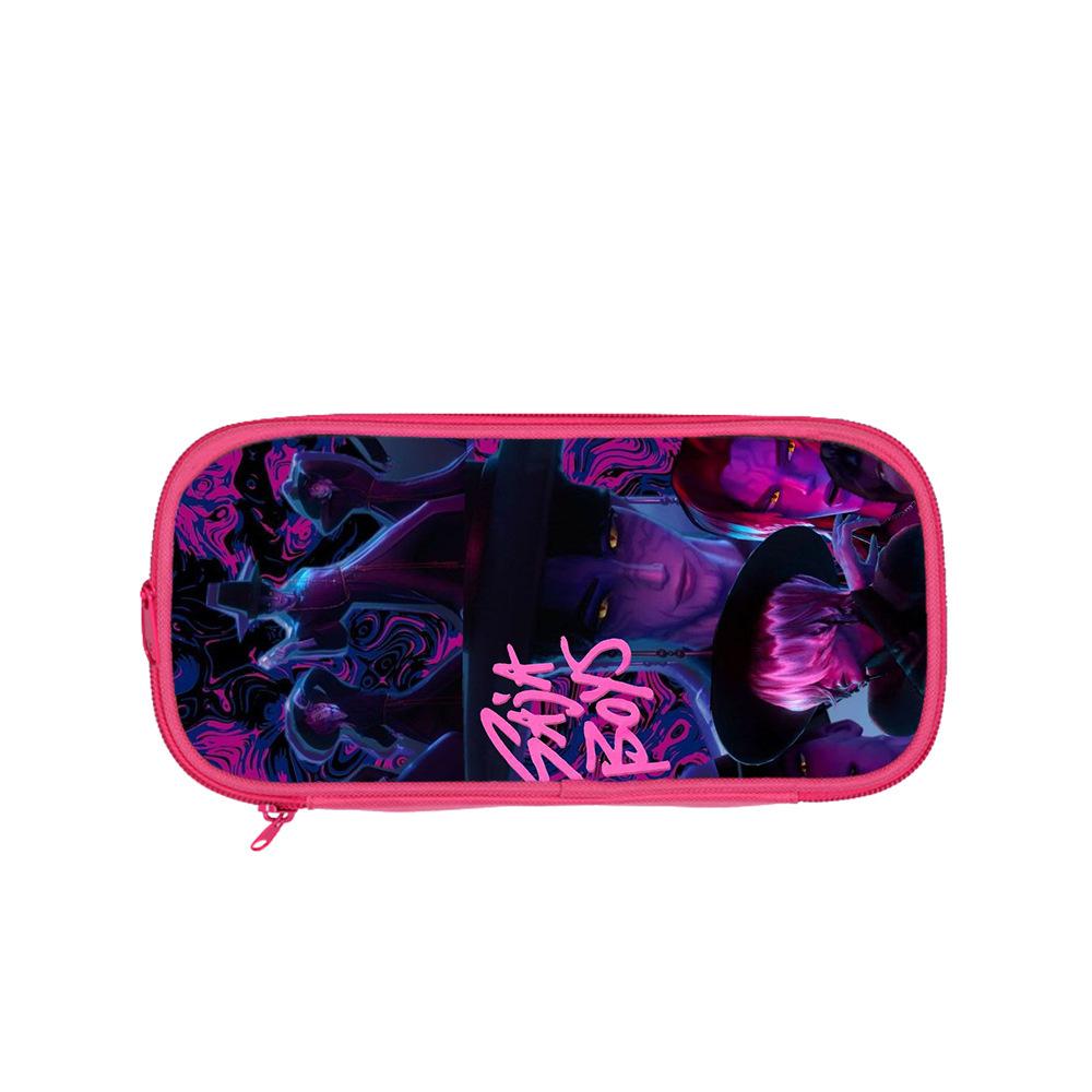 Huntrix Kpop student pink double-layer pencil bag Kpop witch hunting girl group student storage stationery bag pencil bag