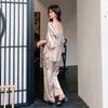Spring and Summertime Latest Ice Silk Pajamas for Women, Silk Chinese Style Luxury Long-sleeved Trousers Pajamas Set