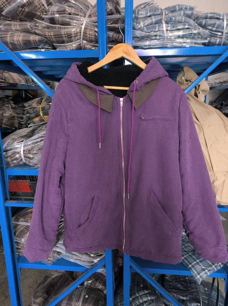 Men's Casual Fleece-Lined Cotton Hooded Jacket with Zipper Pockets