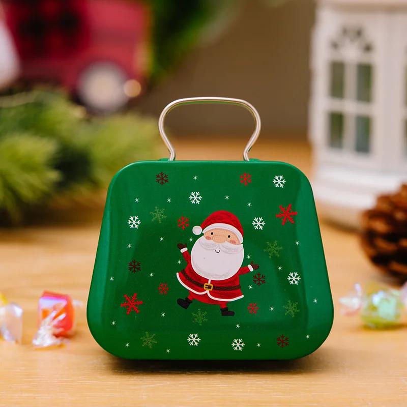 Festive Metal Purse Style Candy Container With Santa Snowman Design Adorable Mini Bag For Holiday Gift And Celebration Decor
