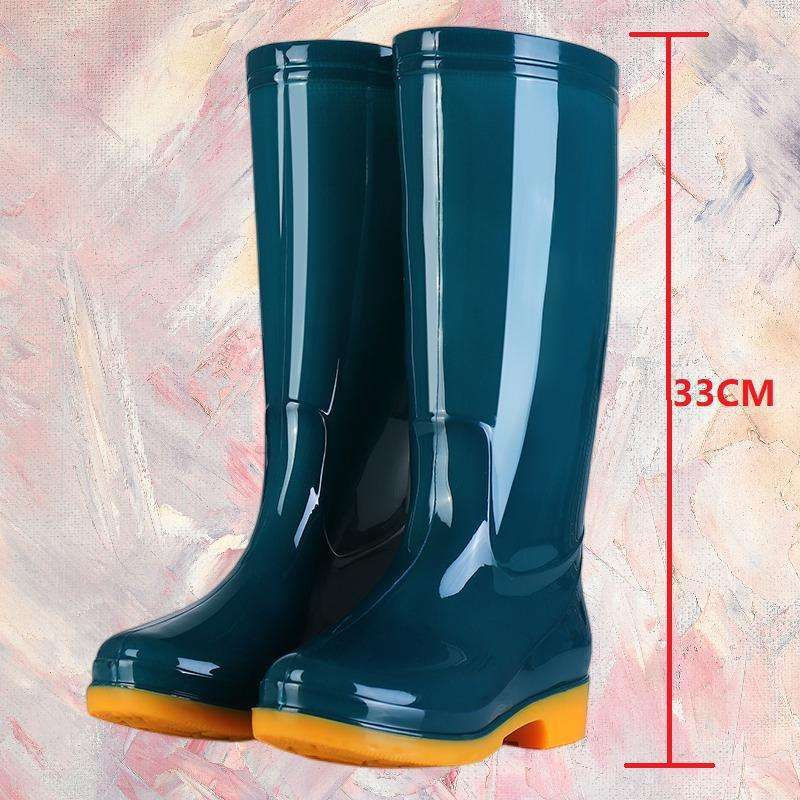 Hohe rutschfeste Samt-Baumwoll-Regenschuhe Regenstiefel wasserdichte Schuhe Eimer-Gummischuhe Überschuhe Wasserstiefel Damen Erwachsene Küche warm im Winter
