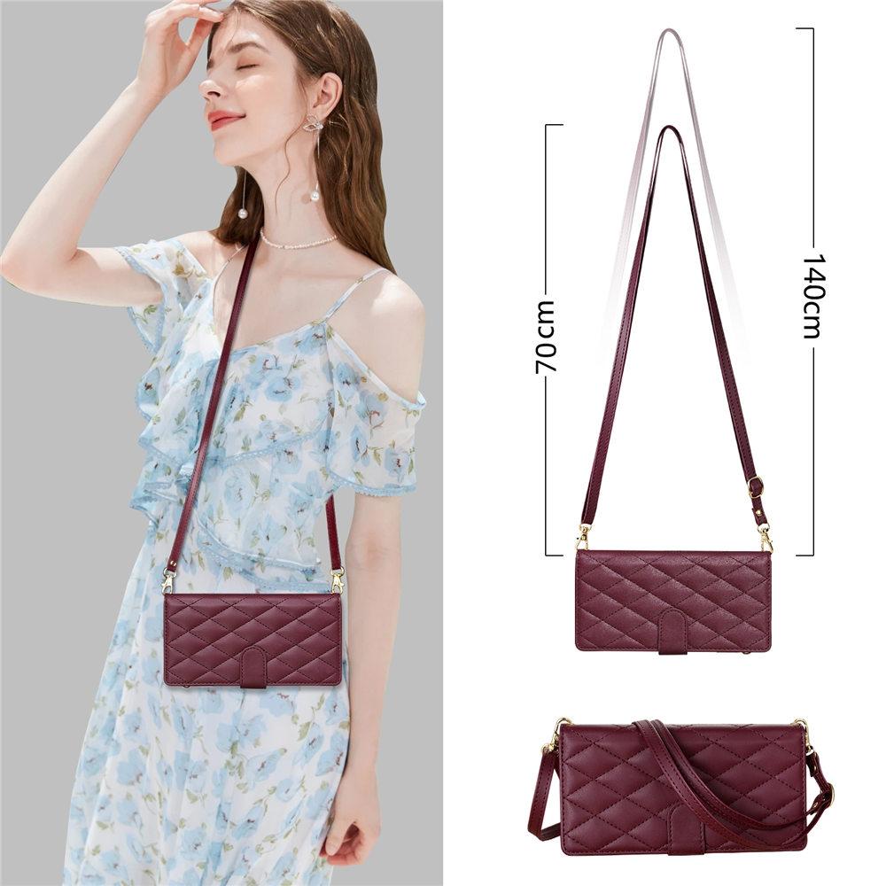 Geldbörsen-Lederhülle für Samsung Galaxy S24 Plus S23 Ultra S23FE S22 S21 S20 Note 20 Lanyard Kreditkartenhülle