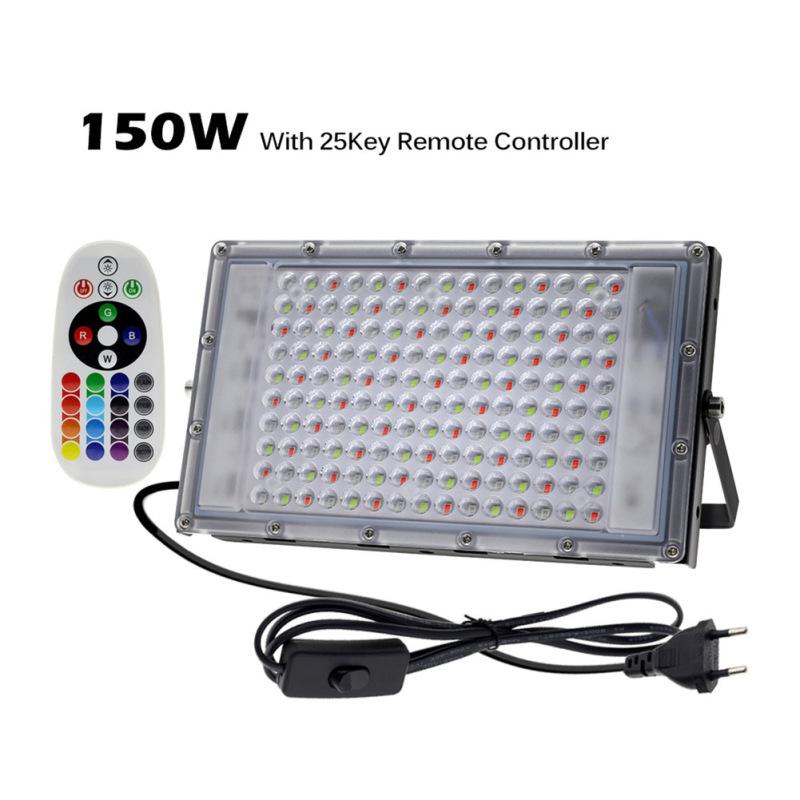 Led Floodlight With Remote Control Outdoor Colorful Rgb Flood Light Spotlight Landscape Lighting
